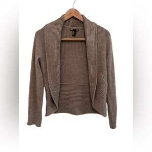 H&M Taupe Open-Front Ribbed Cardigan Sweater